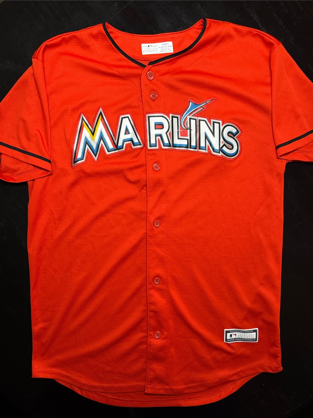 Florida Marlins Genuine Merchandise Bright orange Youth Button-Up Jersey